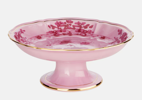 GINORI 1735 Oriente Italiano Porpora Fruit Bowl, a pink porcelain pedestal bowl - Image 2 of 3